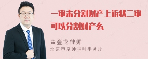 一审未分割财产上诉状二审可以分割财产么