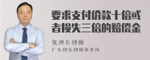 要求支付价款十倍或者损失三倍的赔偿金