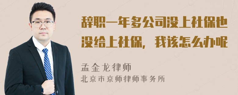 辞职一年多公司没上社保也没给上社保，我该怎么办呢