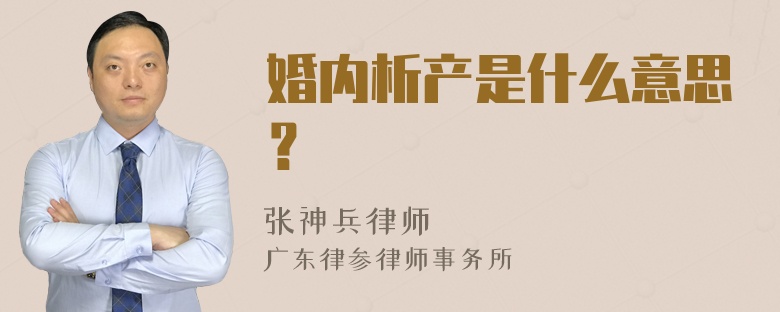 婚内析产是什么意思？