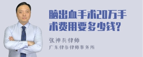 脑出血手术20万手术费用要多少钱?