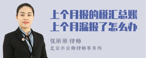 上个月报的税汇总账上个月漏报了怎么办