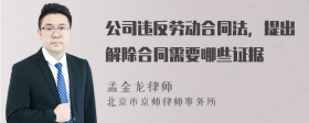 公司违反劳动合同法，提出解除合同需要哪些证据