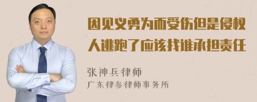 因见义勇为而受伤但是侵权人逃跑了应该找谁承担责任