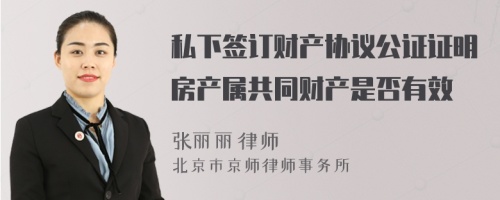 私下签订财产协议公证证明房产属共同财产是否有效