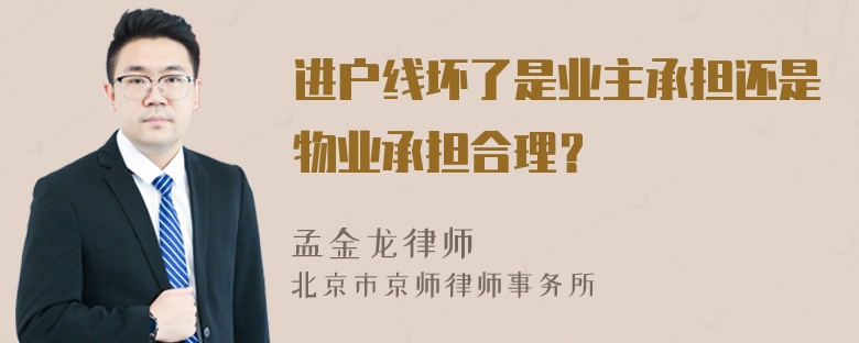 进户线坏了是业主承担还是物业承担合理？