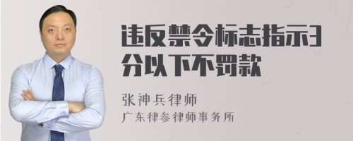 违反禁令标志指示3分以下不罚款