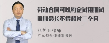 劳动合同可以约定试用期试用期最长不得超过三个月