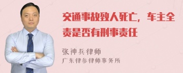 交通事故致人死亡，车主全责是否有刑事责任