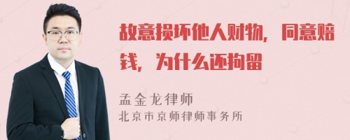 故意损坏他人财物，同意赔钱，为什么还拘留