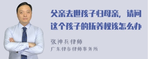 父亲去世孩子归母亲，请问这个孩子的抚养权该怎么办