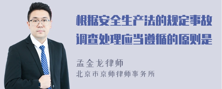 根据安全生产法的规定事故调查处理应当遵循的原则是