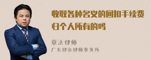 收取各种名义的回扣手续费归个人所有的吗