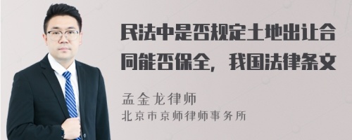 民法中是否规定土地出让合同能否保全，我国法律条文