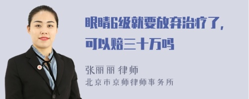 眼睛6级就要放弃治疗了，可以赔三十万吗