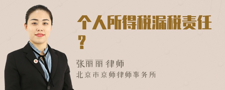 个人所得税漏税责任？