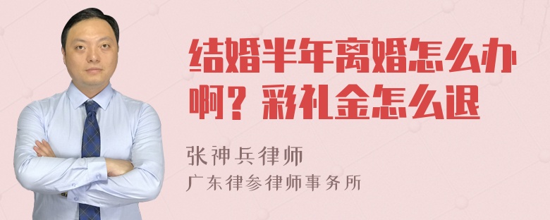 结婚半年离婚怎么办啊？彩礼金怎么退