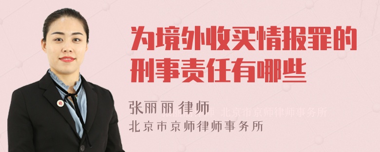 为境外收买情报罪的刑事责任有哪些