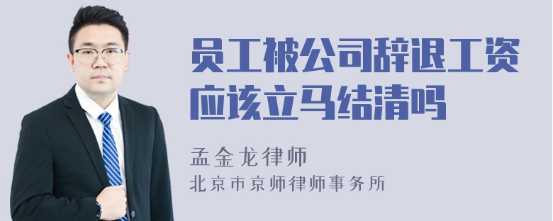 员工被公司辞退工资应该立马结清吗