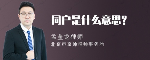 同户是什么意思?