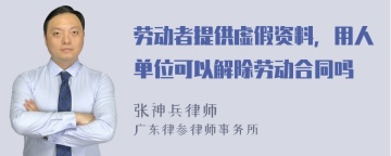 劳动者提供虚假资料，用人单位可以解除劳动合同吗