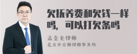 欠抚养费和欠钱一样吗，可以打欠条吗