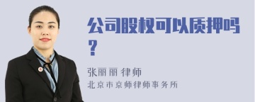 公司股权可以质押吗？