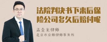 法院判决书下来后保险公司多久后赔付呢