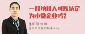 一般纳税人可以认定为小微企业吗？