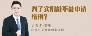 判了实刑能不能申请缓刑？