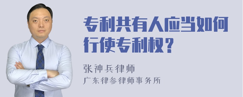 专利共有人应当如何行使专利权？