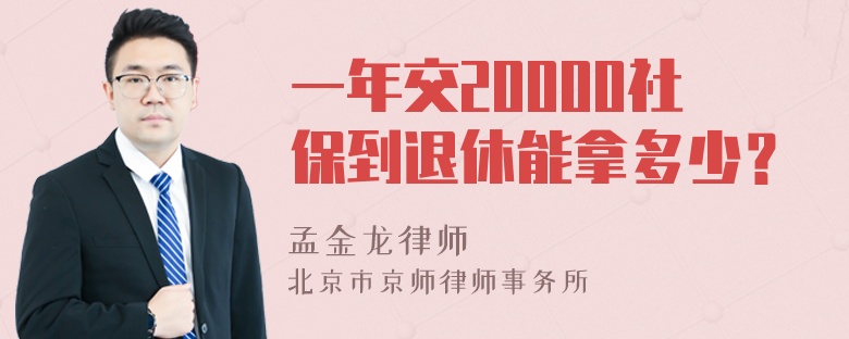 一年交20000社保到退休能拿多少？