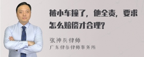 被小车撞了，他全责，要求怎么赔偿才合理?