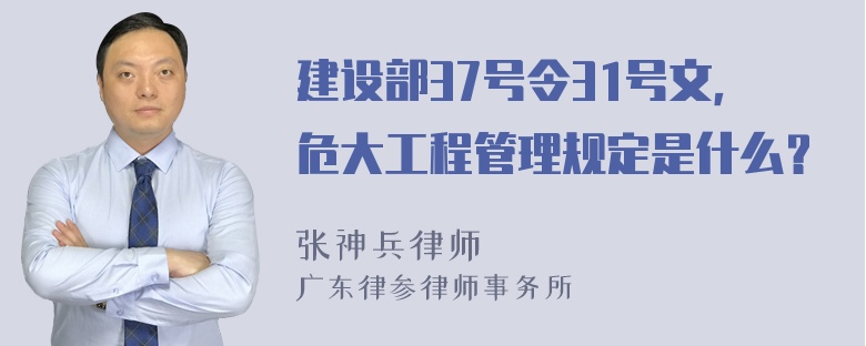 建设部37号令31号文，危大工程管理规定是什么？