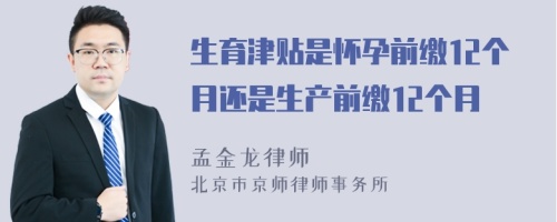 生育津贴是怀孕前缴12个月还是生产前缴12个月