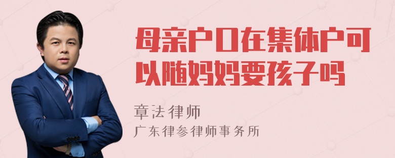 母亲户口在集体户可以随妈妈要孩子吗