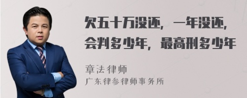 欠五十万没还，一年没还，会判多少年，最高刑多少年