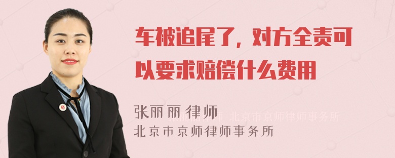 车被追尾了, 对方全责可以要求赔偿什么费用