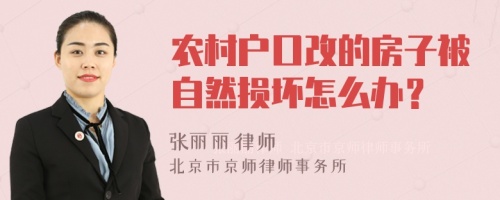 农村户口改的房子被自然损坏怎么办？