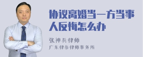 协议离婚当一方当事人反悔怎么办