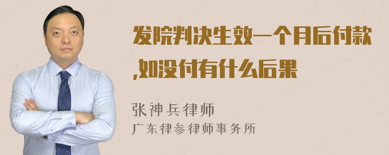 发院判决生效一个月后付款,如没付有什么后果