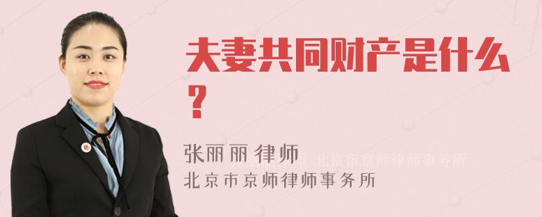 夫妻共同财产是什么？