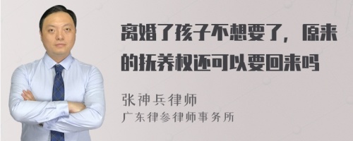 离婚了孩子不想要了，原来的抚养权还可以要回来吗