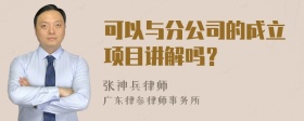 可以与分公司的成立项目讲解吗？