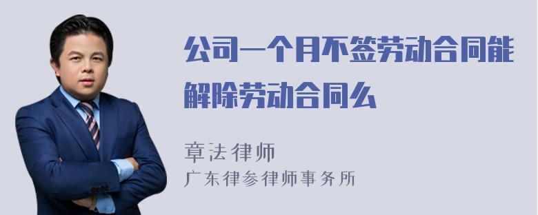 公司一个月不签劳动合同能解除劳动合同么