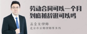 劳动合同可以一个月到底被辞退可以吗