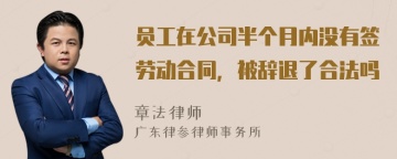 员工在公司半个月内没有签劳动合同，被辞退了合法吗