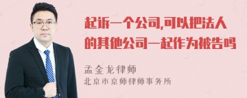 起诉一个公司,可以把法人的其他公司一起作为被告吗