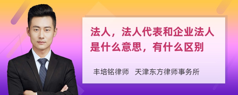 法人，法人代表和企业法人是什么意思，有什么区别