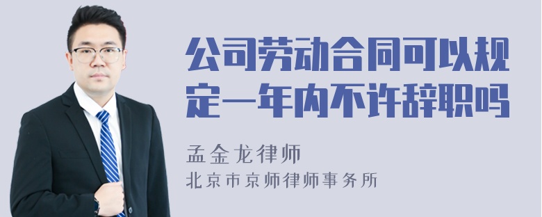 公司劳动合同可以规定一年内不许辞职吗